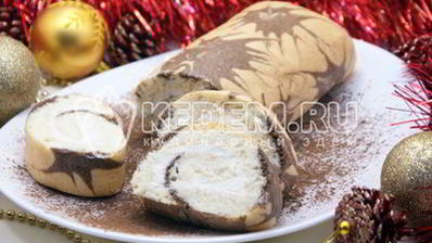 бисквитный рулет с кремом новогодний салют