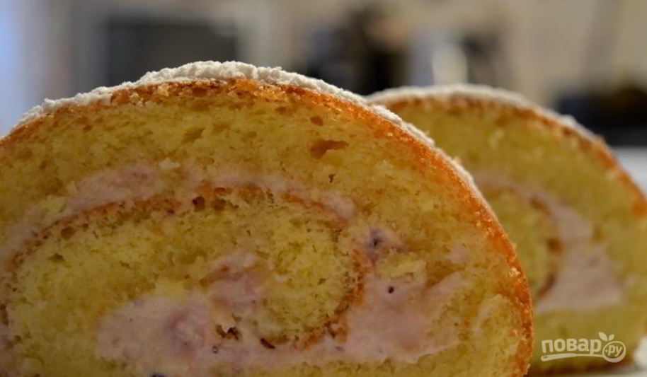 Рецепт бисквитного рулета со сметанным кремом