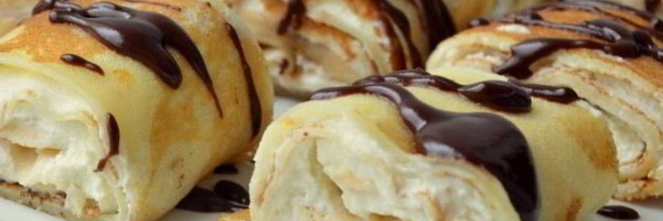 Рулетики из блинов с творожным кремом