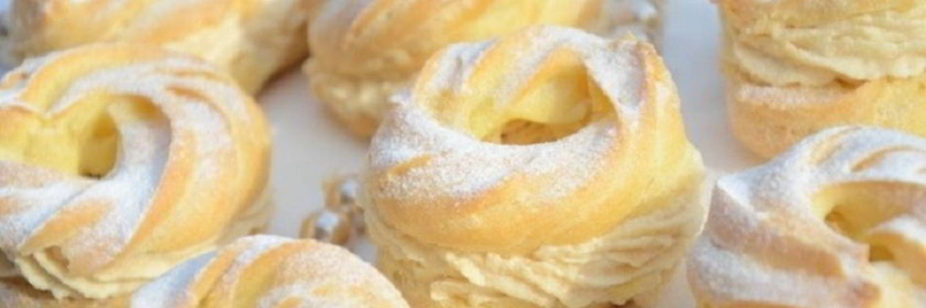 Заварные колечки с творожным кремом