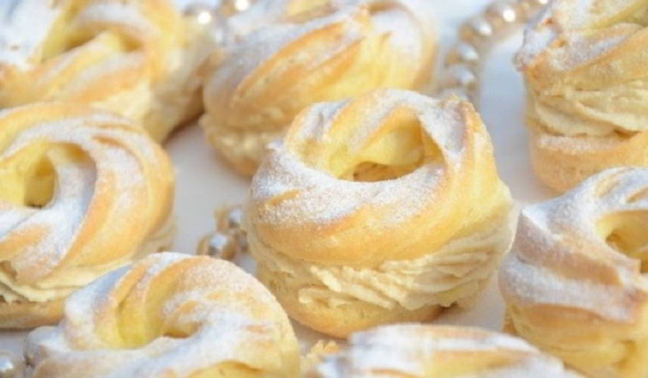 Рецепт заварных колечек с творожным кремом