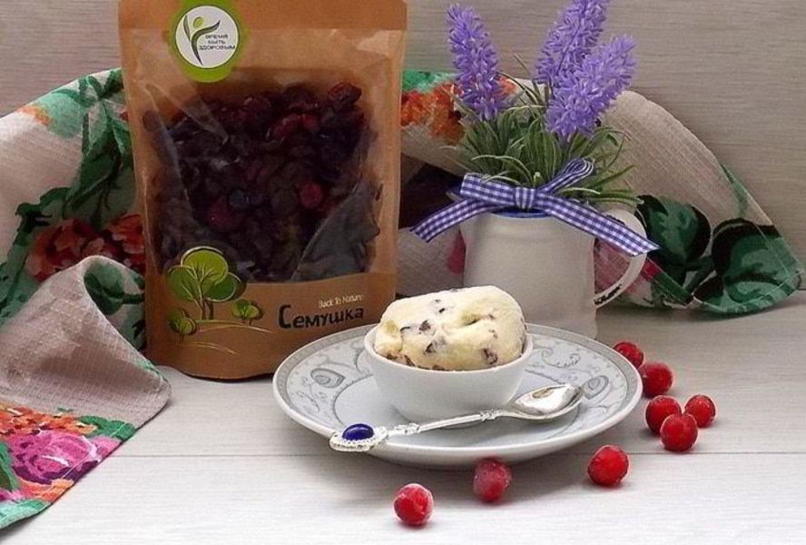 Кокосовое мороженое с клюквой