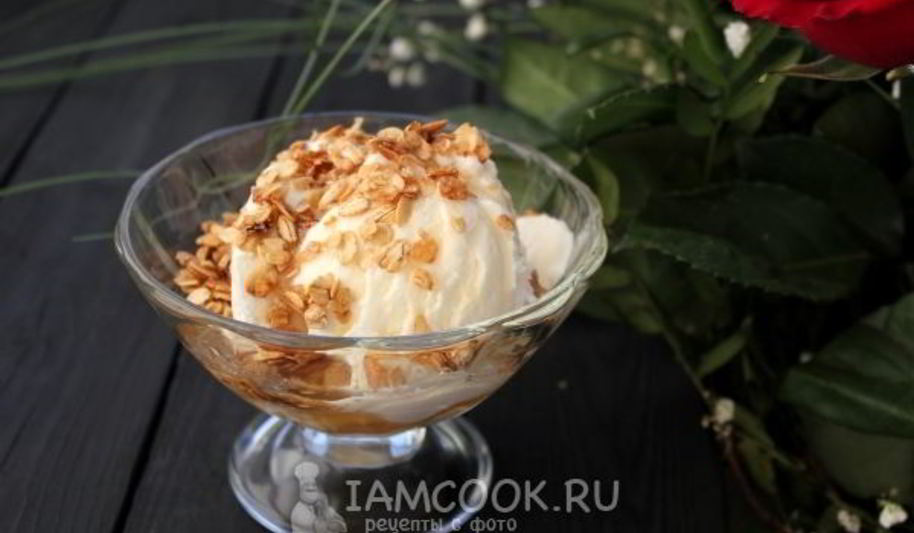 Рецепт мюсли — медового геркулеса к мороженому