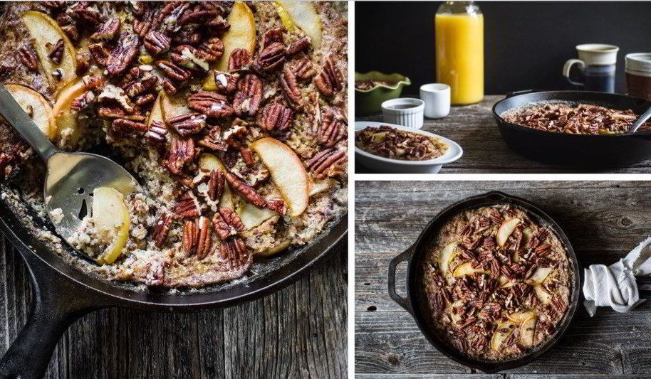 Рецепт пудинга из киноа с пеканом, яблоком и ревенем