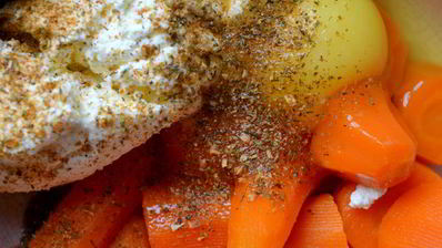 морковно-творожное суфле с молодой рукколой