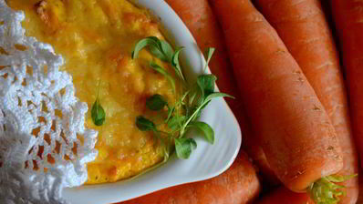 морковно-творожное суфле с молодой рукколой