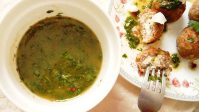 фрикадельки с фетой и соусом чимичурри