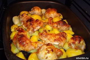 Картофель с курицей в духовке