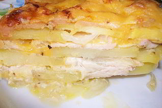 Картошка с мясом и сыром в духовке