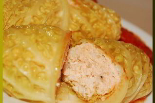 Голубцы из савойской капусты с фаршем из семги