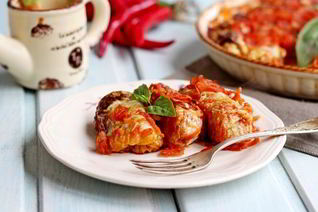 Постные голубцы с рисом и грибами