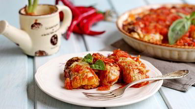 постные голубцы с рисом и грибами