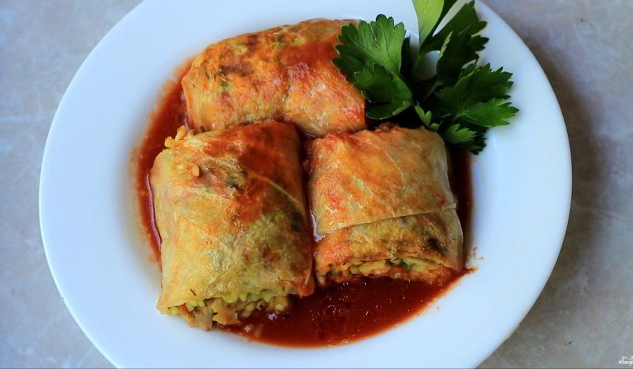 Рецепт постных голубцов с шампиньонами