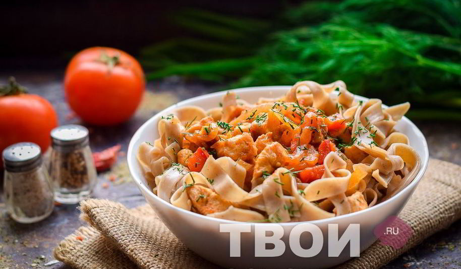 Рецепт гречневой лапши с курицей и овощами