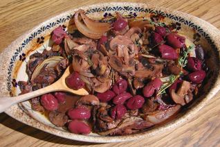 Грибы, запеченные в красном вине