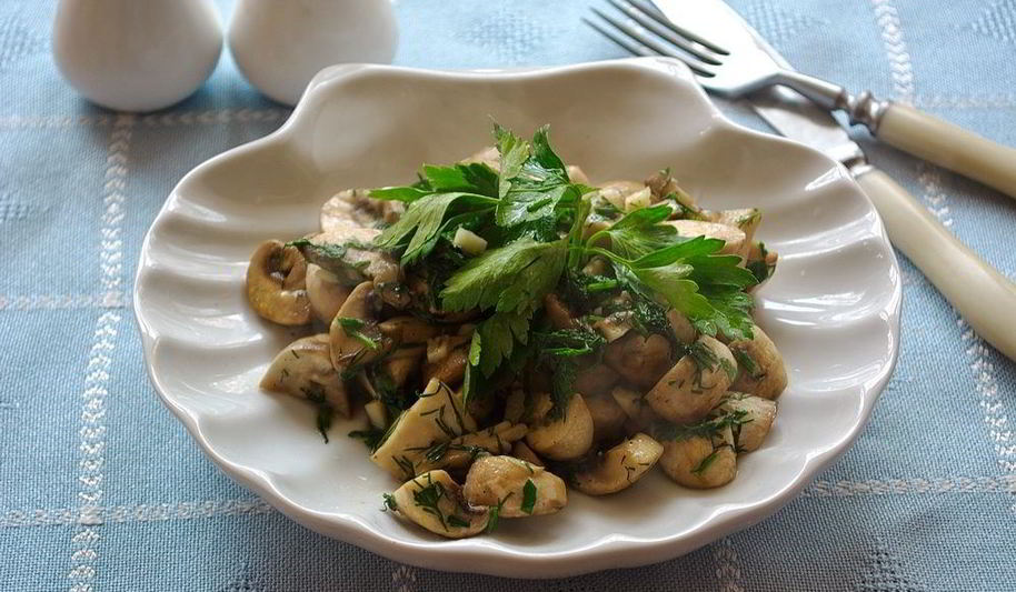 Рецепт шампиньонов с чесноком и зеленью