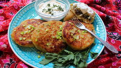 картофельные котлеты с лесными грибами