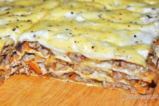 Лазанья мясная с лавашем