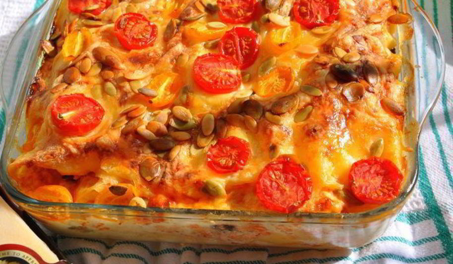 Рецепт лазаний с кабачками и помидорами с сыром джюгас