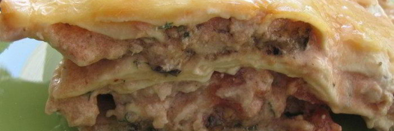 Лазанья с мясным фаршем и баклажанами