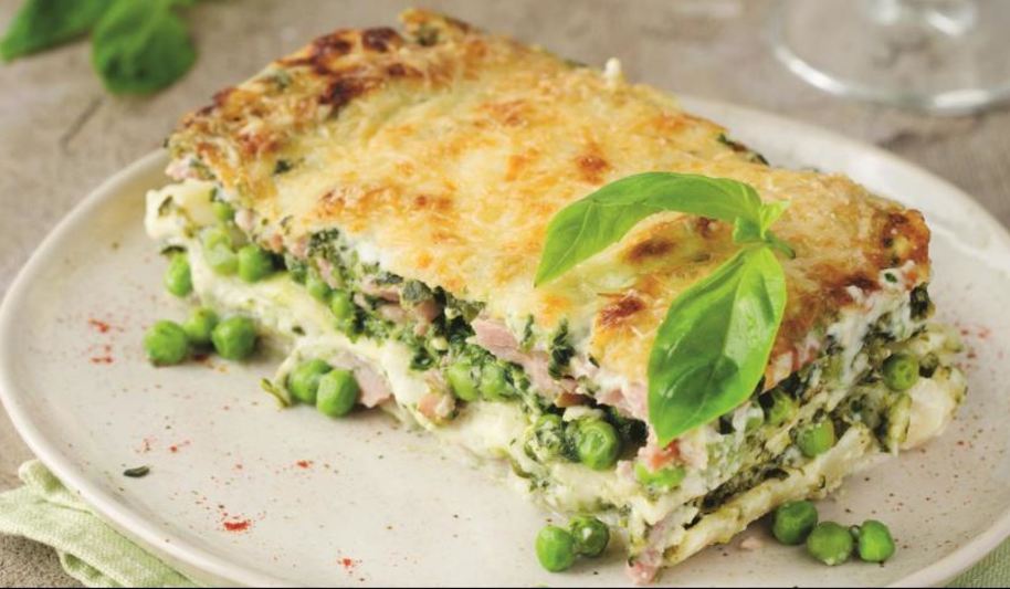 Рецепт лазаний с ветчиной, горошком и творогом