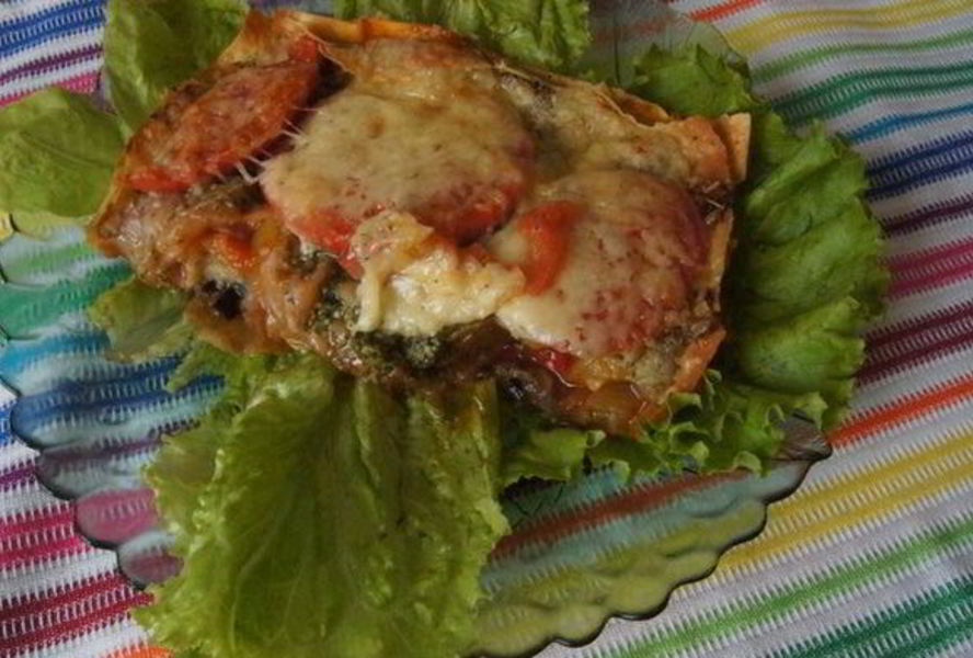 Овощная лазанья из лаваша с лечо и баклажаном