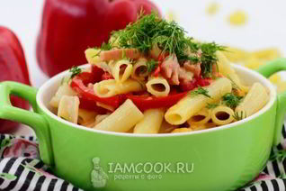 Макароны с сыром и колбасой