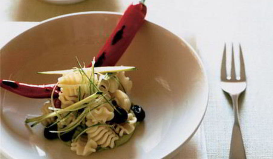 Рецепт пасты с авокадо и черными оливками