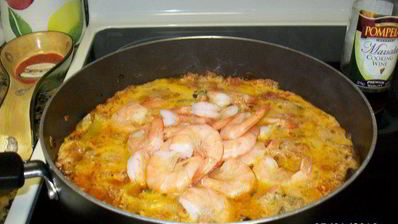 паста с креветками и овощами