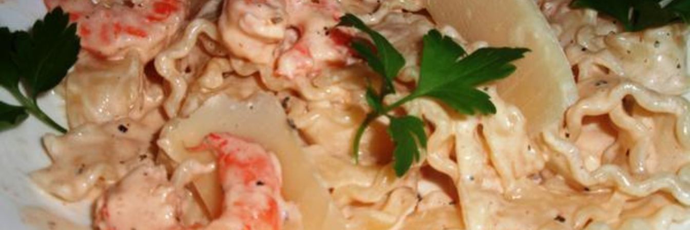 Паста с креветками в сливочном соусе
