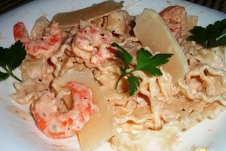 Паста с креветками в сливочном соусе