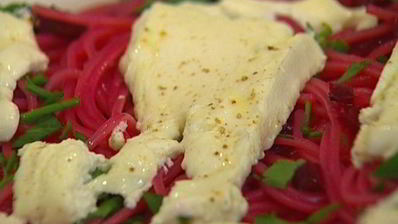 розовые спагетти