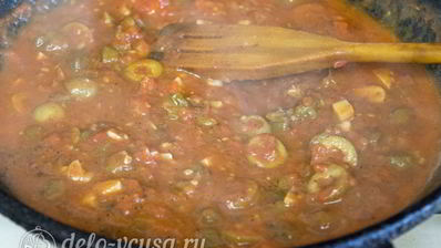 спагетти путанеска с помидорами и анчоусами