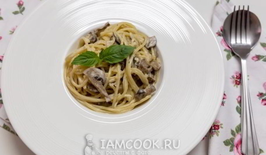 Рецепт спагетти с грибами и белым вином
