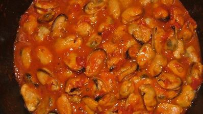 спагетти с мидиями