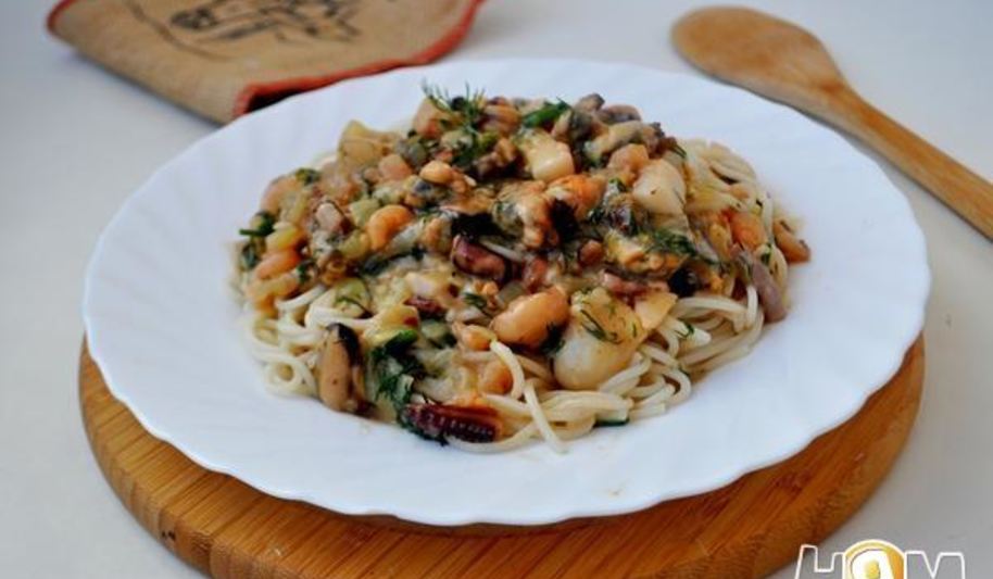 Рецепт спагетти с морепродуктами