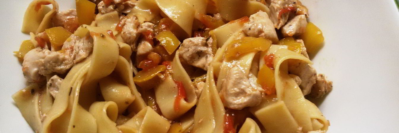 Спагетти с телятиной и овощами