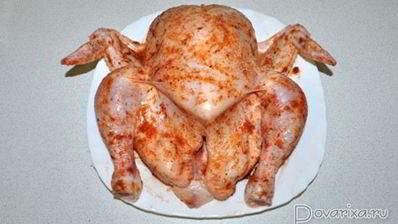 фаршированная гречкой запеченная курица