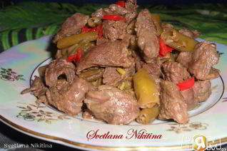 Говядина в соевой глазури с фасолью