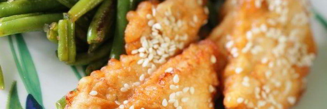 Индейка в кляре с зеленой фасолью