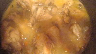 курица с грибами в ананасовом соусе