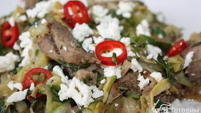 мясо-гирос тушеное с капустой