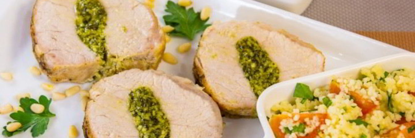 Свинина, фаршированная зеленью и орехами