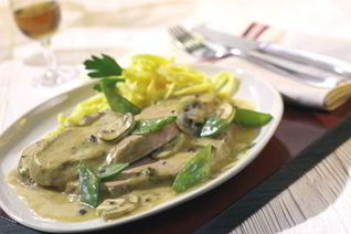 Жареная телятина со сладким горошком