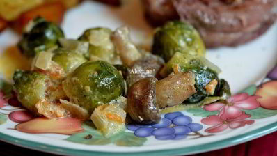 брюссельская капуста с грибами