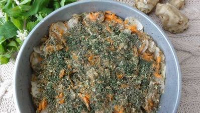 гратен с грибами