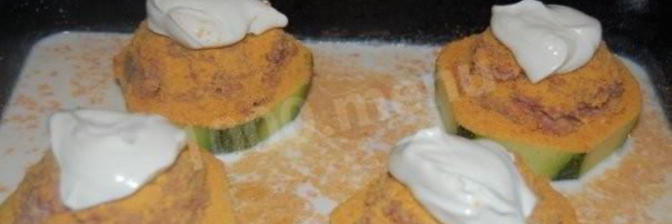 Кабачки парные, фаршированные вареной телятиной