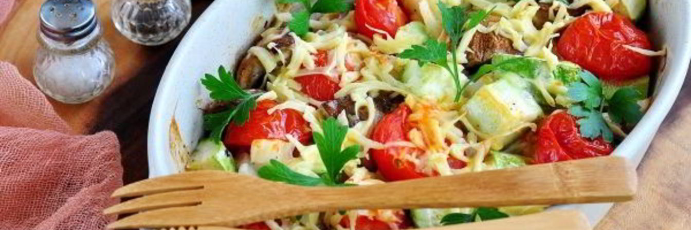 Кабачки с грибами, запеченные в духовке