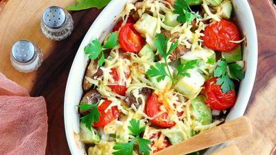 кабачки с грибами, запеченные в духовке