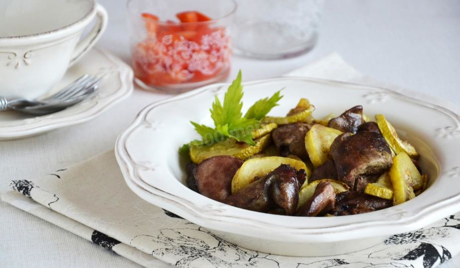 Рецепт куриной печени с кабачками в духовке